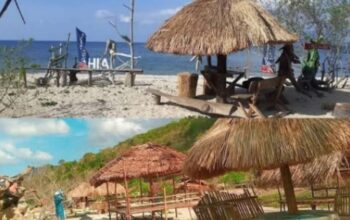 Destinasi wisata yang ada di sikka NTT yang menampilkan pemandangan indah dan pasir pasih di tepi pantai serta sunset saat matahari terbenam