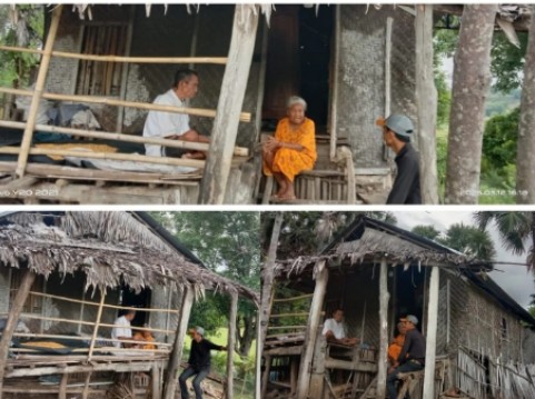 Kediaman ruma kakek capa yang bertahan di gubuk reat mengharap uluran tangan pihak lain dan ini membuat beberapa tokoh masyarakat langsung melihat kondisi tersebut