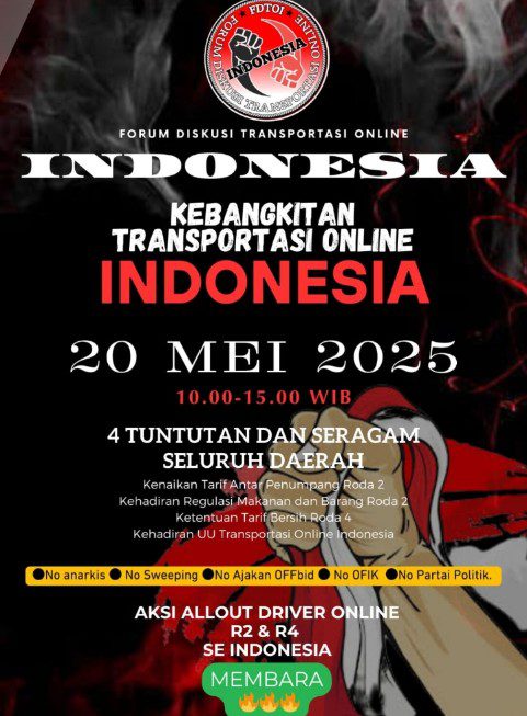 Dorongan aksi solidaritas aksi nasional terkait tuntut keadilan bagi pengemudi transportasi ojek online infonesia