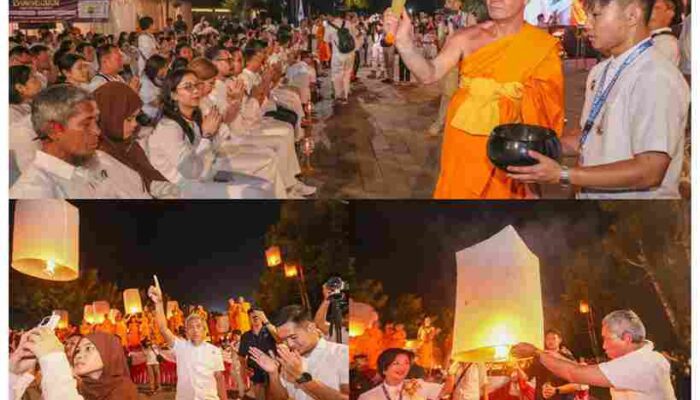 Waisak 2025 di Borobudur: 2.569 Lampion Mengangkasa, Cahaya Kedamaian Menyinari Nusantara
