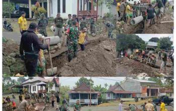 Kodim 1423/Soppeng dan Koramil 05 Gelar Gotong Royong Pembuatan Gorong-Gorong Bersama Warga Marioriwawo