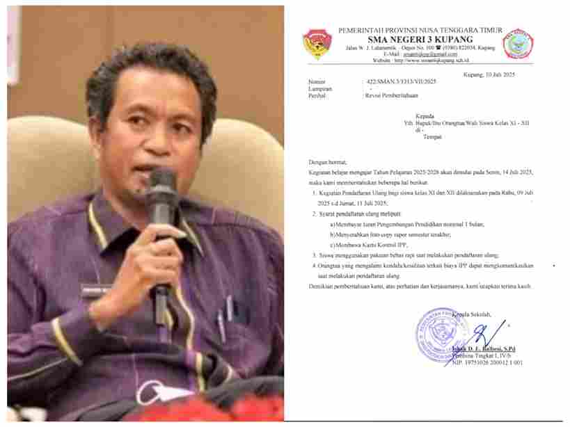 Orang Tua Protes Pungutan IPP 4 Bulan, SMAN 3 Kota Kupang Revisi Jadi 1 Bulan
