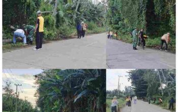 Koramil Desa Ganra Gelar Karya Bakti di Akhir Pekan, Rajut Kebersamaan dan Jaga Lingkungan