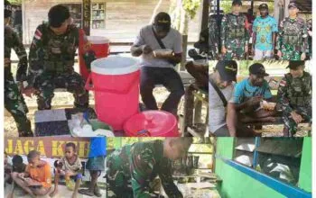 Dekat Dengan Warga, Pos Teluk Etna Satgas Yonif 642/Kps Ajak Warga Makan Bersama Dekat Dengan Warga, Pos Teluk Etna Satgas Yonif 642/Kps Ajak Warga Makan Bersama