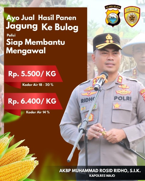 Polda Sulsel :Harga Beli Jagung Petani Rp5.500 dan Rp6.400 per Kg Lewat Medsos