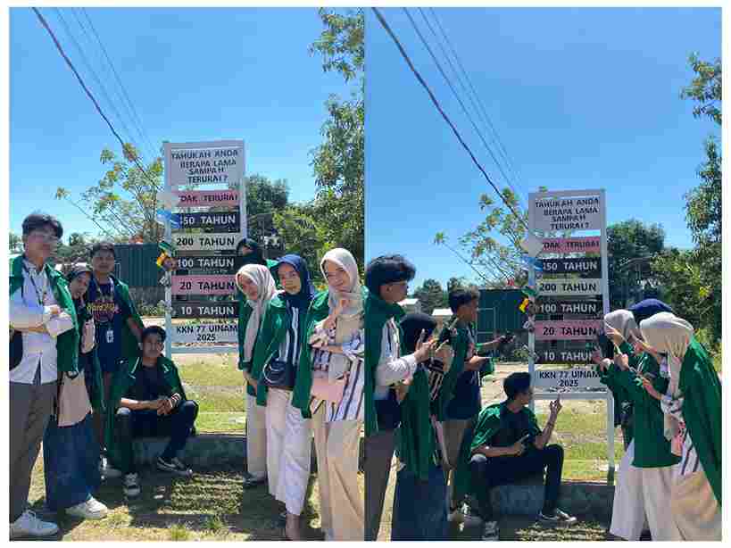 Mahasiswa KKN UIN Alauddin Buat Plang Edukasi Sampah di Bontolanra