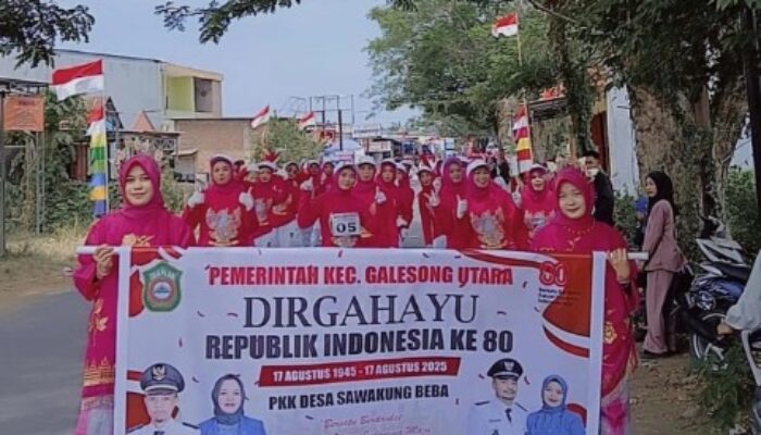PKK Desa Sawakungbeba Meriahkan Lomba Gerak Jalan HUT RI ke-80 di Galesong Utara