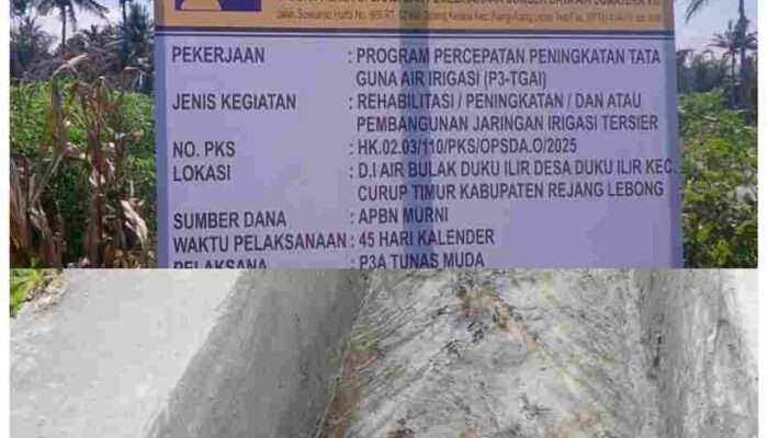 18 Proyek P3A di Rejang Lebong Diduga Tak Sesuai Spesifikasi RAB