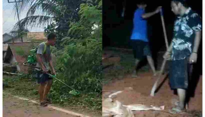 Gotong Royong Perangkat Desa dan Pemuda Dusun Sungai Tengar Wujudkan Kepedulian Terhadap Lingkungan