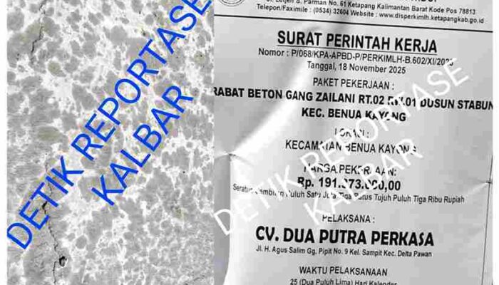 Proyek Rabat Beton di Kabupaten Ketapang Disorot, Dugaan Lemahnya Pengawasan Dinas Perkim Diminta Diaudit Inspektorat