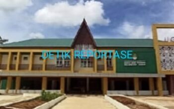 Kondisi bangunan RS Pratama Kecamatan Sandai, Kabupaten Ketapang, Kalimantan Barat, pada akhir masa kontrak proyek pembangunan yang menjadi sorotan publik.