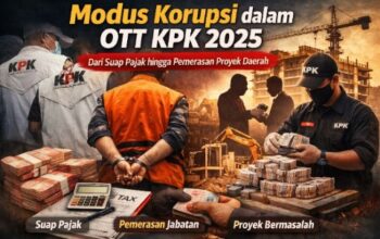 Ilustrasi Operasi Tangkap Tangan KPK 2025 yang mengungkap beragam modus korupsi mulai dari suap pajak, pemerasan jabatan, hingga proyek pemerintah di berbagai daerah Indonesia