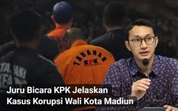 Juru Bicara KPK menjelaskan kasus OTT Wali Kota Madiun dengan latar belakang tahanan KPK berbaju oranye