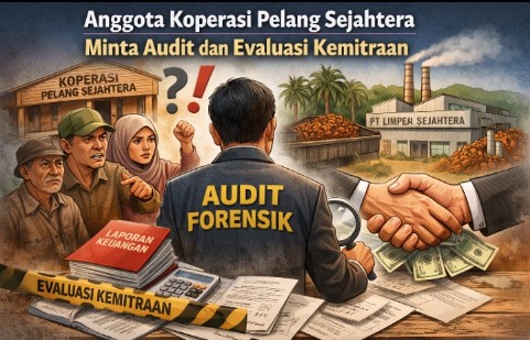 Ilustrasi anggota Koperasi Pelang Sejahtera menuntut audit forensik dan evaluasi kemitraan dengan PT Limpeh Sejahtera terkait dugaan masalah keuangan