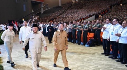 Presiden Prabowo Subianto berbicara tentang swasembada pangan dan energi pada Rakornas Pemerintah Pusat dan Daerah 2026 di Bogor.