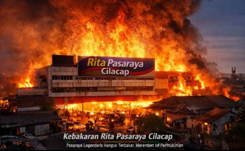 Kobaran api melalap bangunan Rita Pasaraya dan merembet ke rumah warga