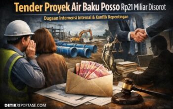 Ilustrasi dugaan pengondisian tender proyek Air Baku Posso senilai Rp21 miliar di Gorontalo yang melibatkan konflik kepentingan dan intervensi internal