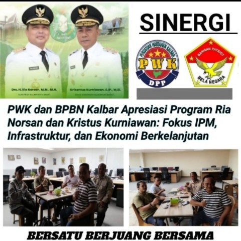 Ketua PWK Kalbar Verry Liem dan Ketua BPBN Kalbar Yan Lipan memberikan dukungan terhadap program pembangunan Gubernur Kalimantan Barat Ria Norsan di Pontianak