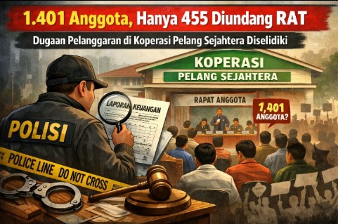 ilustrasi penyelidikan polisi atas dugaan pelanggaran RAT Koperasi Pelang Sejahtera dengan perbedaan jumlah anggota 1.401 dan 455 di Ketapang Kalimantan Barat
