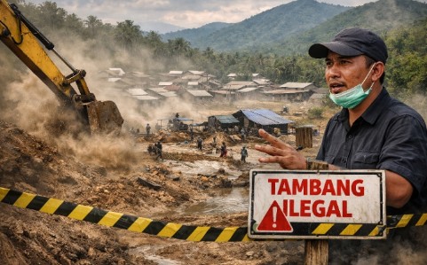 ilustrasi tambang emas ilegal Ratatotok Minahasa Tenggara Sulawesi Utara dampak lingkungan dan polusi debu