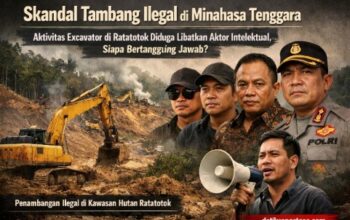 Tambang ilegal Ratatotok Minahasa Tenggara menggunakan excavator di kawasan hutan, dugaan aktor intelektual dan sorotan penegakan hukum Sulawesi Utara