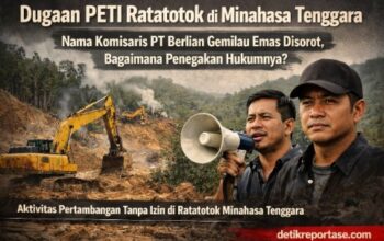 Dugaan PETI Ratatotok di Minahasa Tenggara: Nama Komisaris PT Berlian Gemilau Emas Disorot, Bagaimana Penegakan Hukumnya? Dugaan PETI Ratatotok Minahasa Tenggara, aktivitas tambang ilegal gunakan excavator di kawasan hutan lindung dan sorotan dugaan keterlibatan komisaris perusahaan