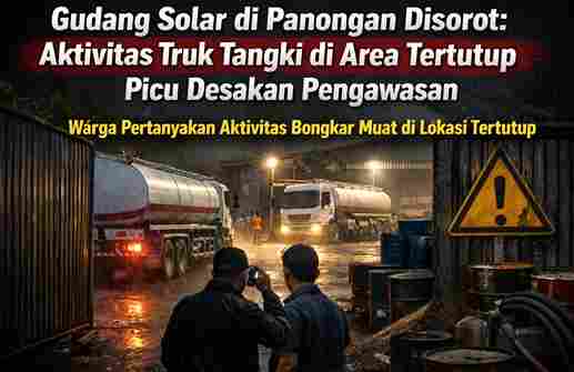 Ilustrasi aktivitas truk tangki diduga membawa solar subsidi dari SPBU menuju gudang penampungan tertutup di wilayah Panongan.
