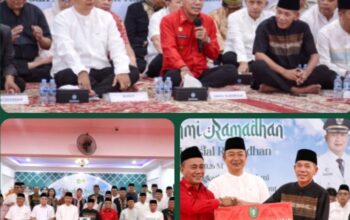 Bupati Alexander Wilyo,S.STP.,M.Si dan Wakil Bupati Jamhuri Amir, SH Menyambut kedatangan Wagub Krisantus Kurniawan, S.IP., M.Si. Silaturahmi Ramadhan