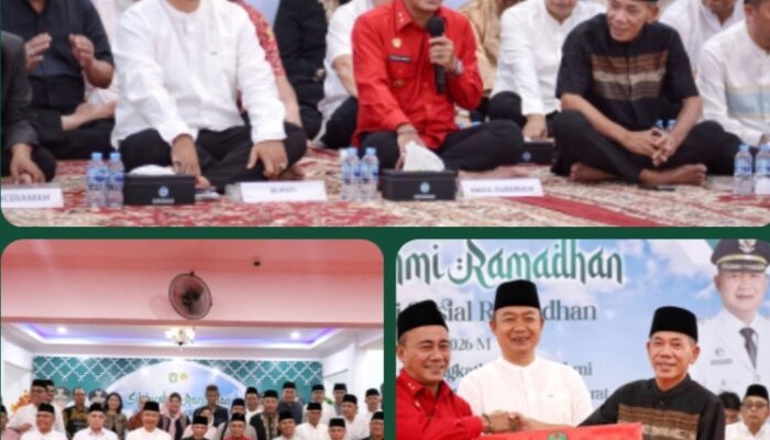 Bupati Alexander Wilyo,S.STP.,M.Si dan Wakil Bupati Jamhuri Amir, SH Menyambut kedatangan Wagub Krisantus Kurniawan, S.IP., M.Si. Silaturahmi Ramadhan