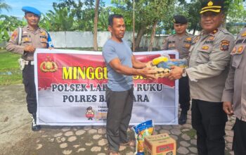 Sentuhan Humanis di Hari Minggu, Polsek Talawi Salurkan Bantuan Pangan bagi Kaum Dhuafa