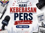PWK Ucapkan selamat memperingati Hari Kebebasan Pers Sedunia yang jatuh pada 3 Mei 2026