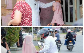 Bupati Pelalawan H. Zukri dan Kapolres AKBP Jhon Louis Latedara saat menyelamatkan anak dari eksploitasi di jalanan.