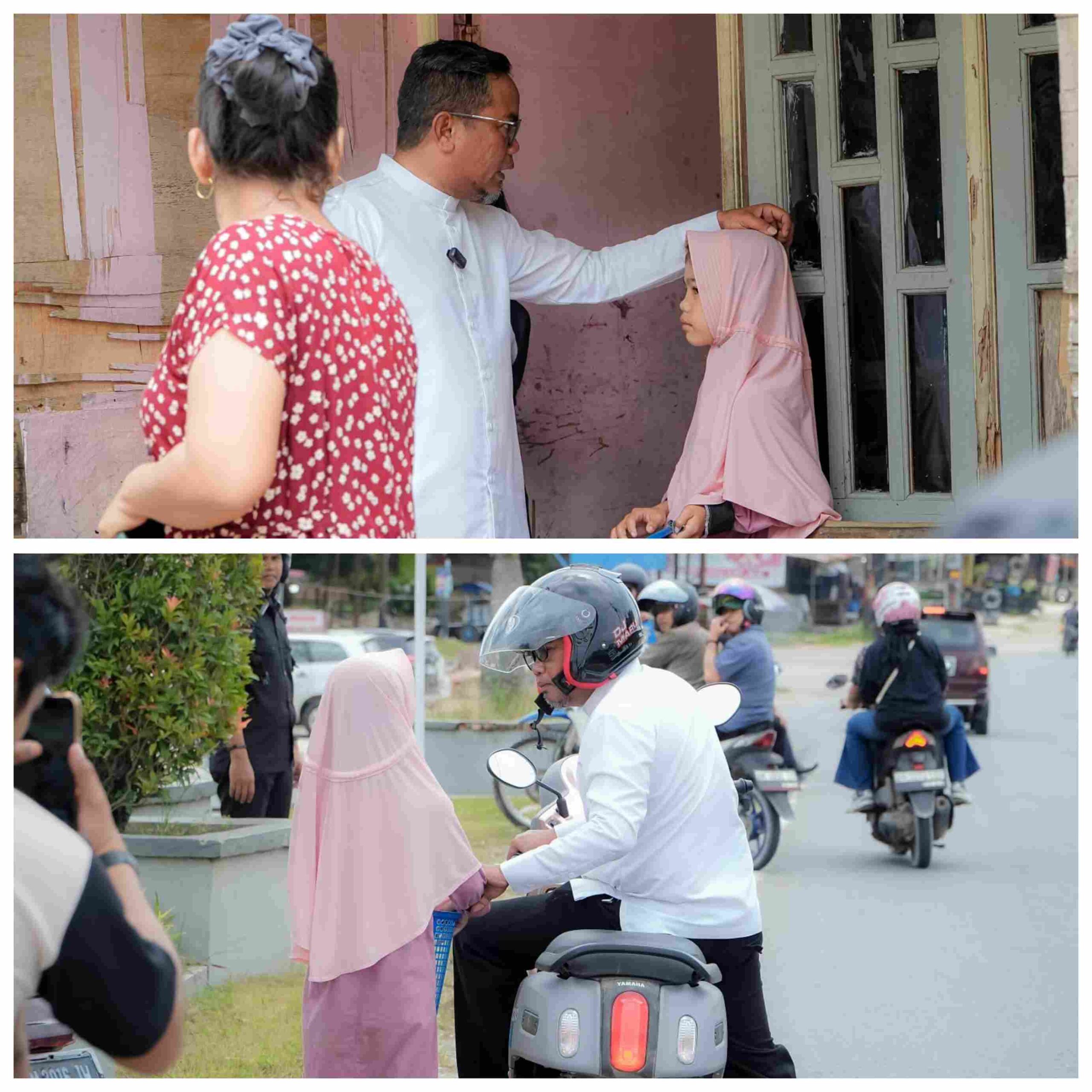 Bupati Pelalawan H. Zukri dan Kapolres AKBP Jhon Louis Latedara saat menyelamatkan anak dari eksploitasi di jalanan.