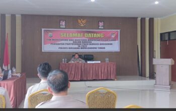 Kabag Renprogar Rorena Polda Sulut AKBP Ali Hasan saat memimpin jalannya asistensi alokasi anggaran ALOGAR 2026 di Aula Polres Boltim.