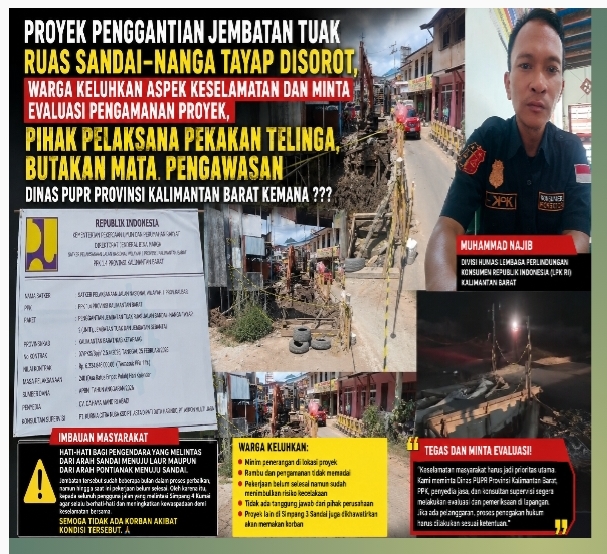 Kondisi lokasi proyek penggantian Jembatan Tuak dán Jembatan Sebantai di ruas jalan Sandai menuju Nanga Tayap Ketapang.