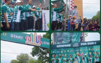 Bupati Alexander Wilyo dan Wakil Bupati Jamhuri Amir saat membuka dan mengikuti Ketapang Fun Run 2026