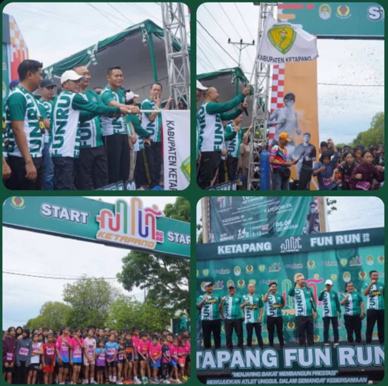 Bupati Alexander Wilyo dan Wakil Bupati Jamhuri Amir saat membuka dan mengikuti Ketapang Fun Run 2026