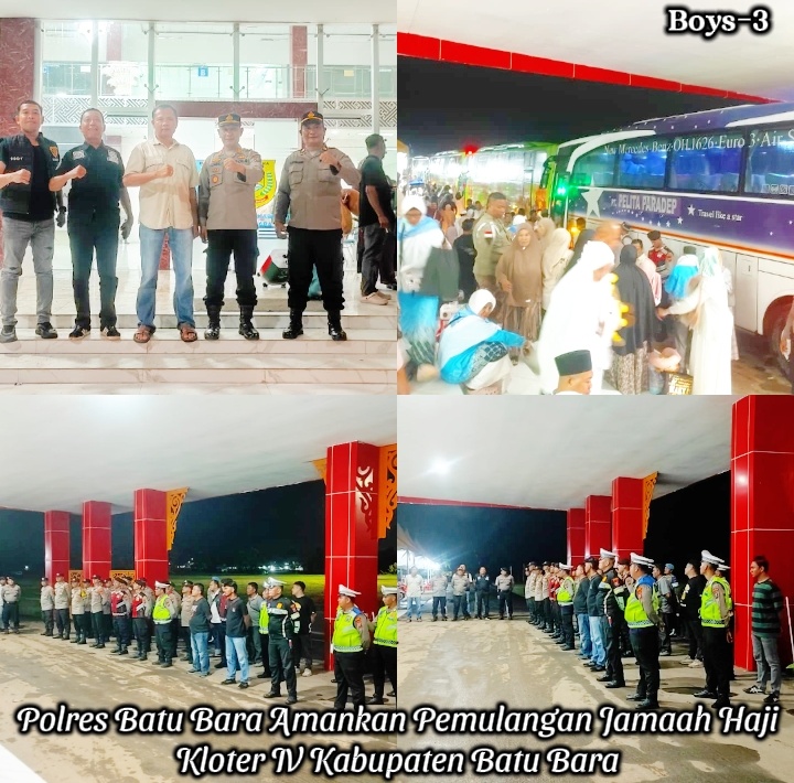 Jamaah haji Kloter IV Kabupaten Batu Bara tiba di tanah air dengan pengamanan terpadu dari Polres Batu Bara dan instansi terkait.