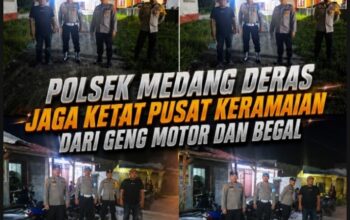 Personel Polsek Medang Deras membubarkan titik kumpul remaja dalam patroli malam antisipasi tawuran