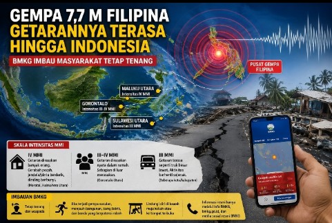 Getaran gempa magnitudo 7,7 Filipina dirasakan di Maluku Utara, Gorontalo, dan Sulawesi Utara menurut BMKG