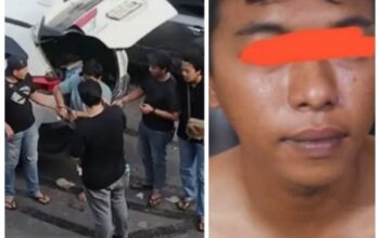 Foto pelaku perampokan kantor administrasi sawit PT MPT Bandar Seikijang saat ditangkap Polres Pelalawan