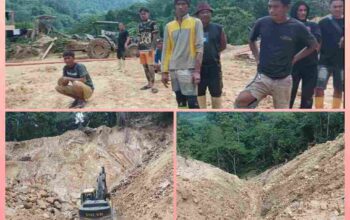 Alat berat Volvo beroperasi di kawasan hutan lindung Desa Dulamayo, Kabupaten Gorontalo.