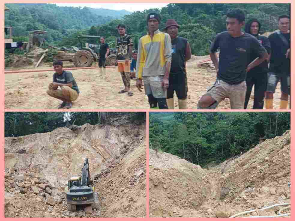 Alat berat Volvo beroperasi di kawasan hutan lindung Desa Dulamayo, Kabupaten Gorontalo.