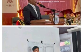 Wakil Bupati Pelalawan H. Husni Tamrin saat memberikan sambutan di acara Wisuda Sarjana VI ITP2I.