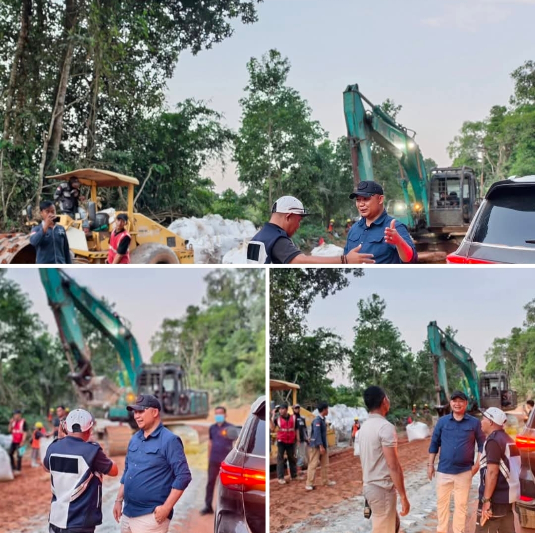 Peninjauan progres pembangunan ruas jalan provinsi Tumbang Titi–Tanjung di Dusun Kekura, Desa Mahawa.