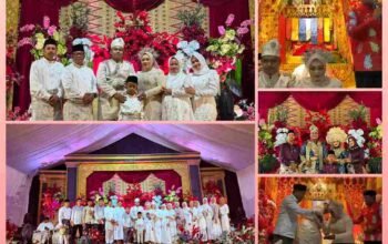 Suasana pernikahan putri Kades Tambun di Pangkalan Malako yang dihadiri Bupati Pelalawan Zukri.