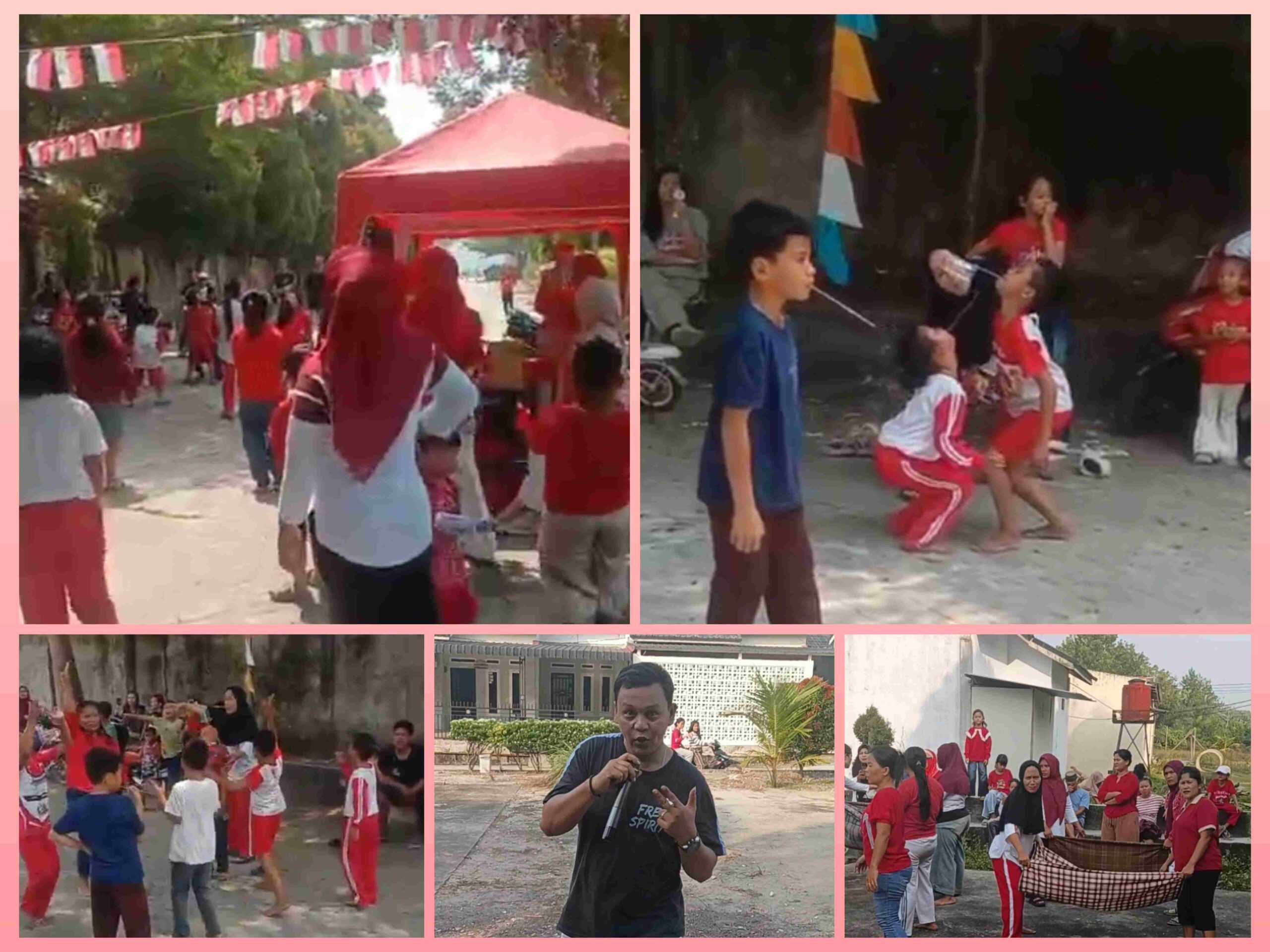 Suasana keseruan perlombaan warga Warga Perumahan Griya City Sorek saat mengikuti rangkaian perlombaan tradisional dalam perayaan HUT ke-81 Kemerdekaan RI, Senin (17/8/2026).