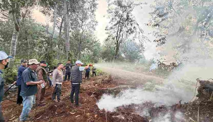 Kawal Langsung Pemadaman Karhutla, Bupati Zukri dan Kapolres Pelalawan  Bertahan Hingga Malam di Kerumutan