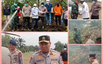 Kapolda Riau dan Pangdam XIX/Tuanku Tambusai meninjau langsung lokasi Karhutla di Kerumutan, Pelalawan.