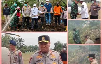 Kapolda Riau dan Pangdam XIX/Tuanku Tambusai meninjau langsung lokasi Karhutla di Kerumutan, Pelalawan.